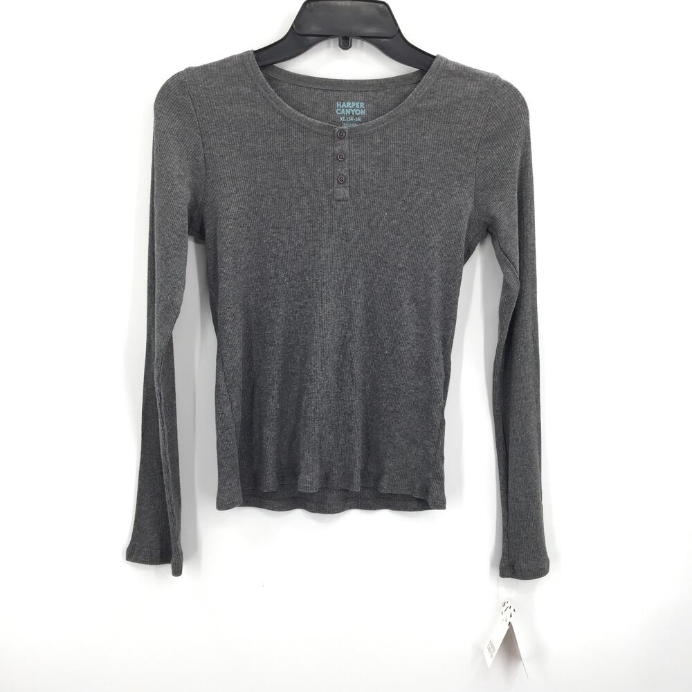 Harper Canyon Long Sleeve Ribbed Henley T-Shirt XL
